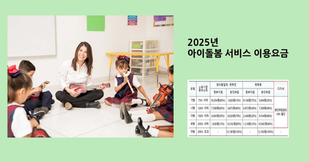돌봄서비스 이용요금표
