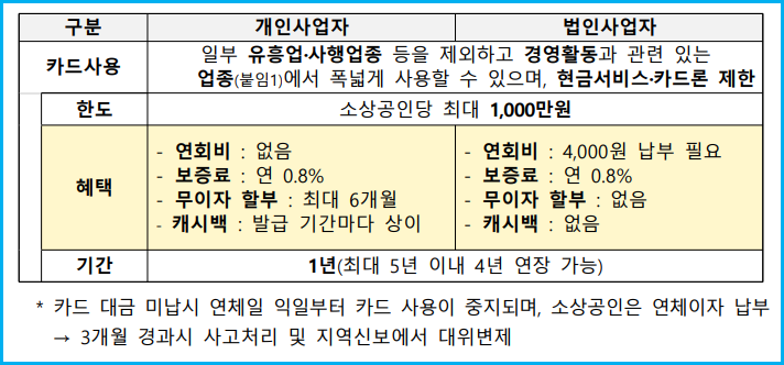 저신용 소상공인 신용 완화 비즈플러스카드 지원 2
