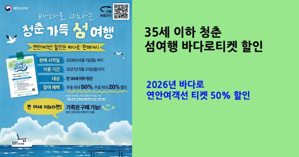 2026 바다로 연안여객선 티켓 할인
